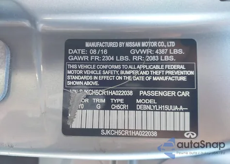 2017 Infiniti Qx30 Premium from USA, damaged, VIN SJKCH5CR1HA022038